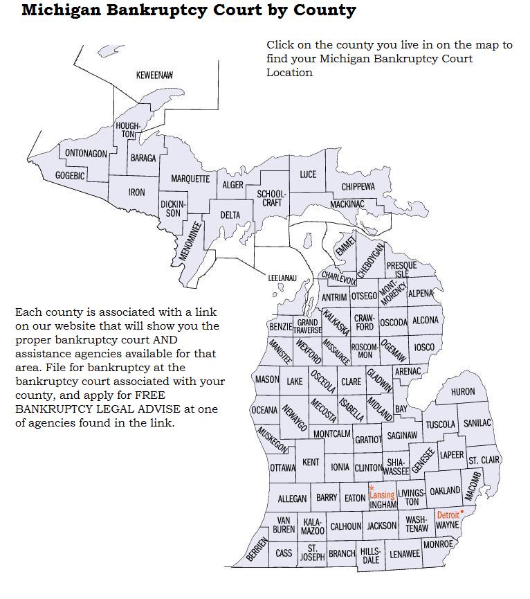 Find out which Michigan bankruptcy court is assigned to which County with EZBankruptcyForms.com.