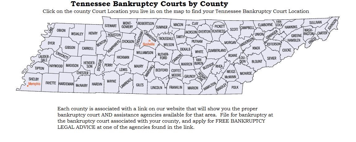 Find out which Tennessee bankruptcy court is assigned to which County with EZBankruptcyForms.com