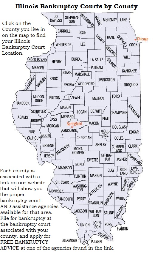 Find out which Illinois bankruptcy court is assigned to which County with EZBankruptcyForms.com.